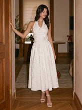 Embossed Jacquard Halter Midi Dress