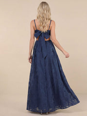 Jacquard Tie-Back Maxi Dress with Pockets