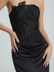 Mesh And Satin Maxi Dress