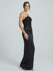 Mesh And Satin Maxi Dress