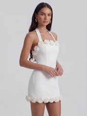 Backless Tie-Up Party Halter Neck Mini Dress