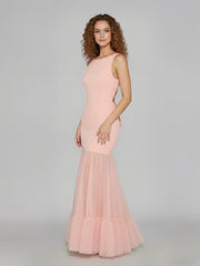 Chic Mesh Patchwork Backless Maxi Dress