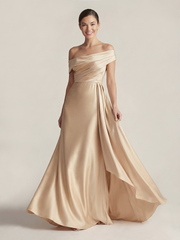 One Shoulder Satin Formal Dress with Sash