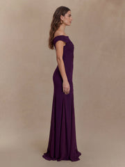 Romantic Embroidery Off Shoulder Knit Gown