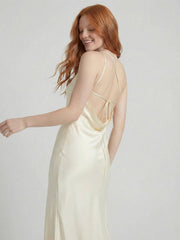 One Shoulder Satin Maxi Dress