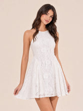 Floral Halter Neck Lace Mini Dress