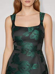 Floral Satin Jacquard Mini Dress