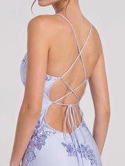 Floral Sequin Lace-Up Maxi Dress