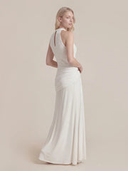 Halter Draped A Line Maxi Dress