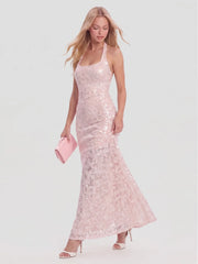 Halter Neck Backless Bodycon Maxi Dress
