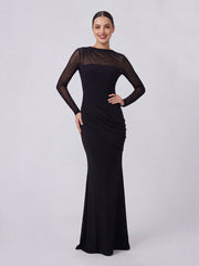 Jersey And Mesh High Neck Gown