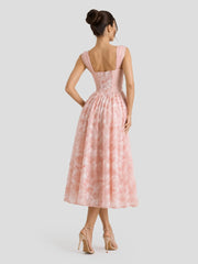 Lace-Up Corset A-Line Midi Dress