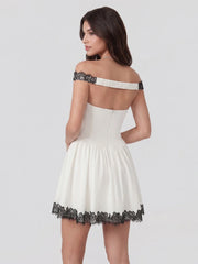 Lace Trim Off-Shoulder Mini Dress