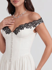 Lace Trim Off-Shoulder Mini Dress