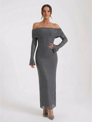 Off Shoulder Diamante Maxi Dress