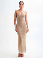 Mesh-Back Maxi Dress with Hot-Fix Detail
