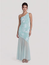 One-Shoulder Sheer Hem Maxi Dress