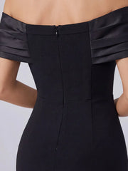 One-shoulder diamond bow bandage dress