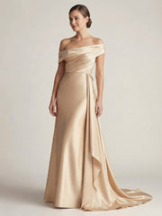 One Shoulder Satin Formal Dress with Sash