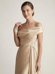 One Shoulder Satin Formal Dress with Sash