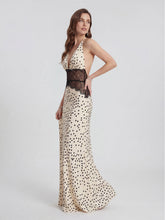 Polkadot Lace And Satin Maxi Dress