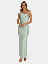 Romantic Tales Satin One Shoulder Maxi Dress