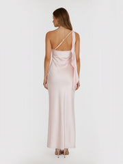 Romantic Tales Satin One Shoulder Maxi Dress