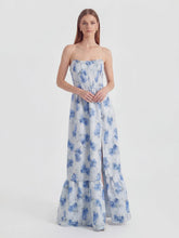 Strapless Floral Brocade Corset A-Line Dress