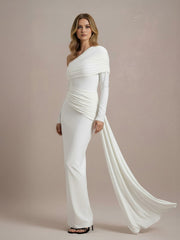 Timeless Sculptural Drape Jersey Maxi Dress