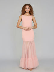 Chic Mesh Patchwork Backless Maxi Dress
