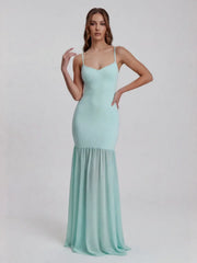 Bandage Knit Maxi Dress with Chiffon Skirt