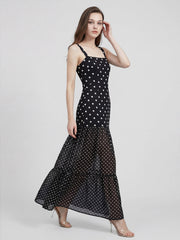 Polka Sheer Bottom Maxi Dress