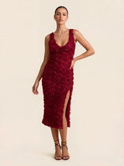 Rosette Sleeveless Midi Dress