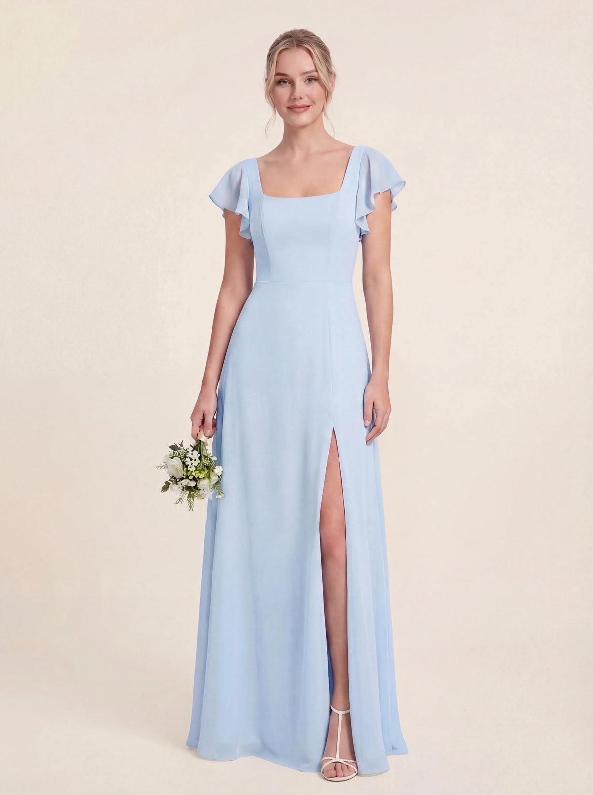 Delicate Halter Tie-back A-Line Ruffled Chiffon Dress