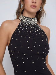 Hand-Embellished Halter-Neck Maxi Dress