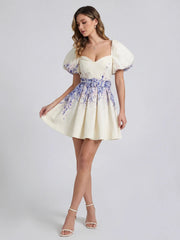 Chic A-Line Print Belted Mini Dress