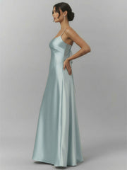 Premium Tailoring Corset-Back Satin Slip Maxi Dress