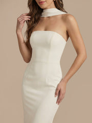 Elegant Scarf-Detail Strapless Georgette Maxi Dress