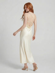 One Shoulder Satin Maxi Dress