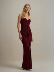 Exquisite Pleated Strapless Wrap Sweetheart Maxi Dress