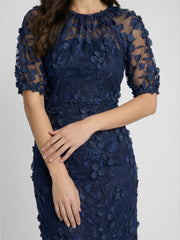 Floral Appliqué Midi Dress