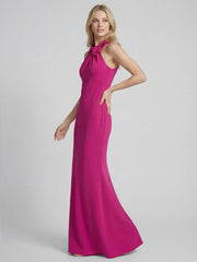 Floral Embellished Halter Mermaid Maxi Gown