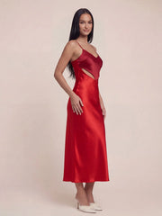 Heart-shaped cutout Satin Maxi dress