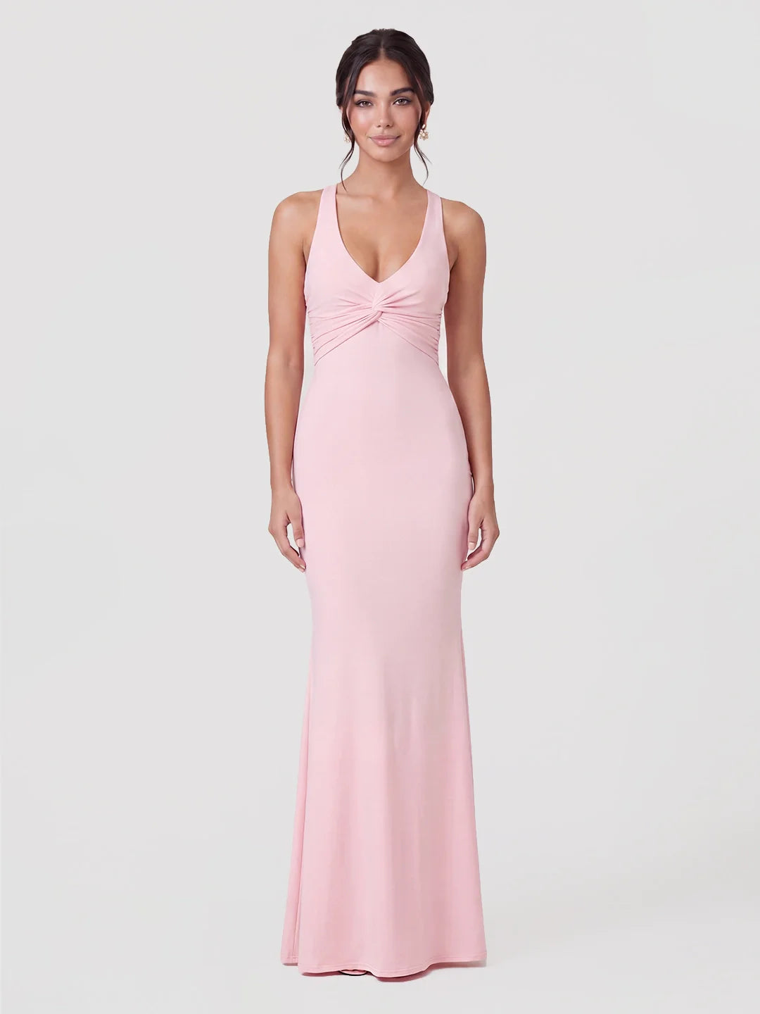 Jersey Knit Twist-Front Maxi Dress