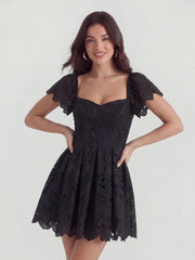 Lace Sweetheart-Neck Mini Dress