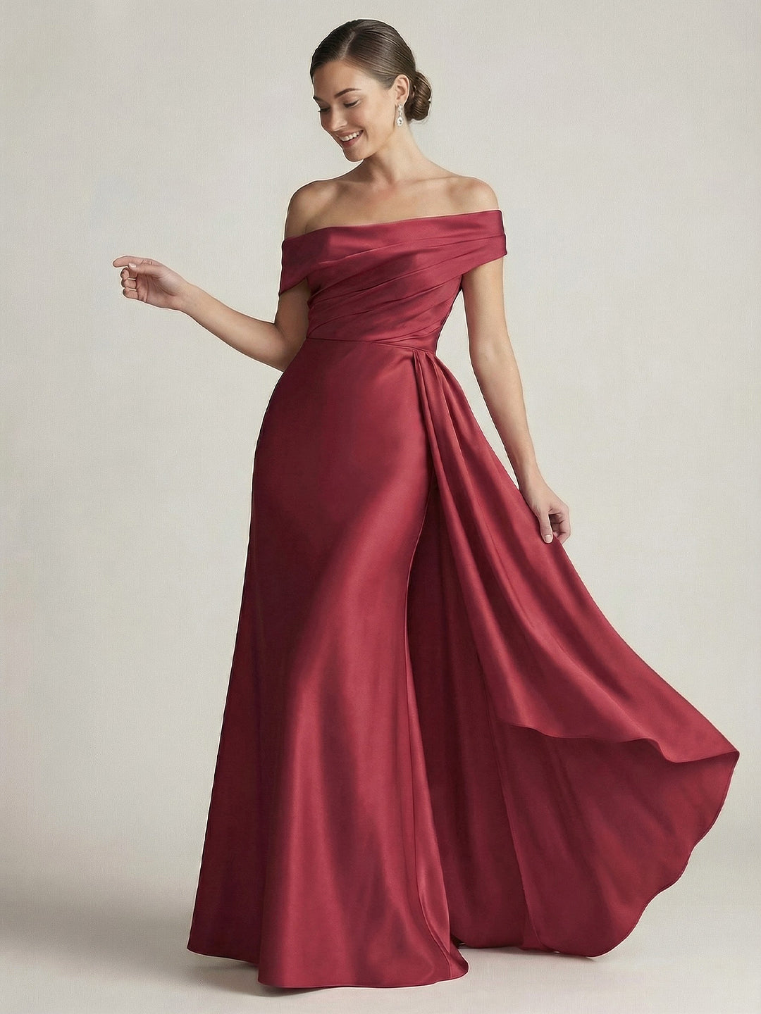 One Shoulder Satin Formal Dress with Sash