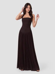Pleated Halter Maxi Dress
