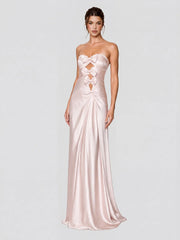 Satin Maxi Dress with Cut-Out Bows