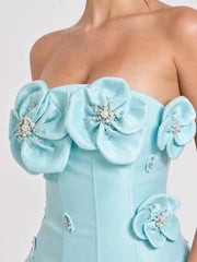 Strapless 3D Floral Corset Bodycon Mini Dress