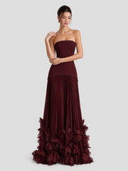 Pleated Mermaid Strapless Corset Maxi Dress